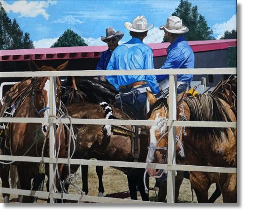 Cheyenne Cowboy
watercolour & gouache on illustration board
34 x 29 cm